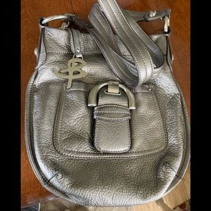 B Makowsky LEATHER Crossbody Pewter EUC